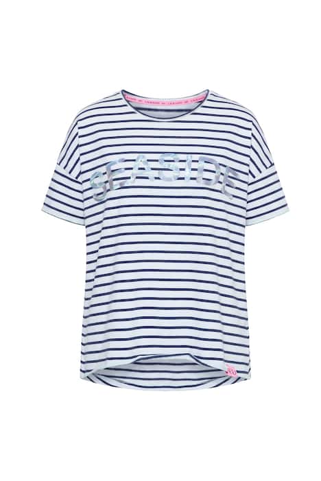 Pruhované tričko, volný střih, polo rukáv