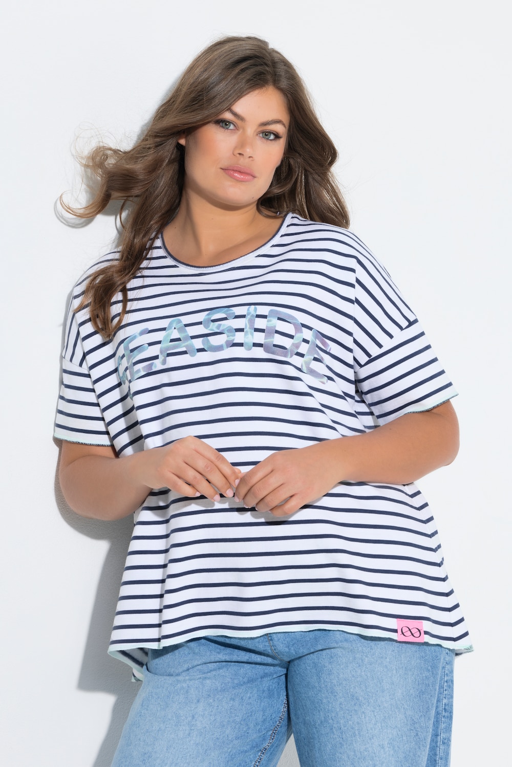 Stripete genser, oversize, 1/2-ermer