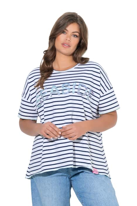 Pruhované tričko, volný střih, polo rukáv