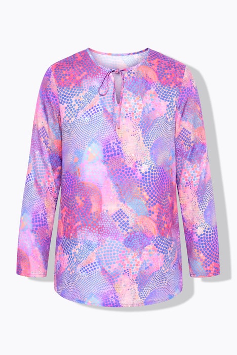 Tunika, A-Linie, bunter Druck, Langarm