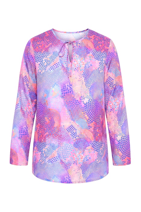 Tunika, áčkový střih, pestrobarevný potisk, dlouhé rukávy