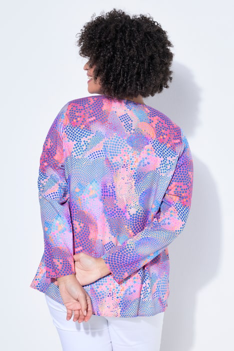 Tunika, A-Linie, bunter Druck, Langarm