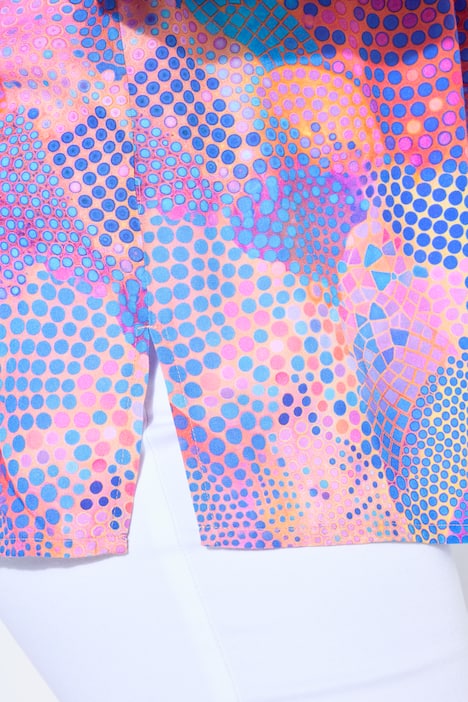 Tunika, A-Linie, bunter Druck, Langarm