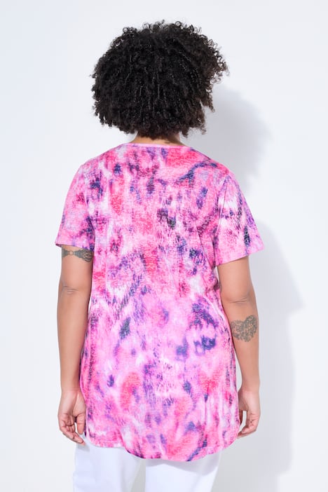 T-Shirt, A-Linie, Yoga-Motiv mit Glitzersteinchen