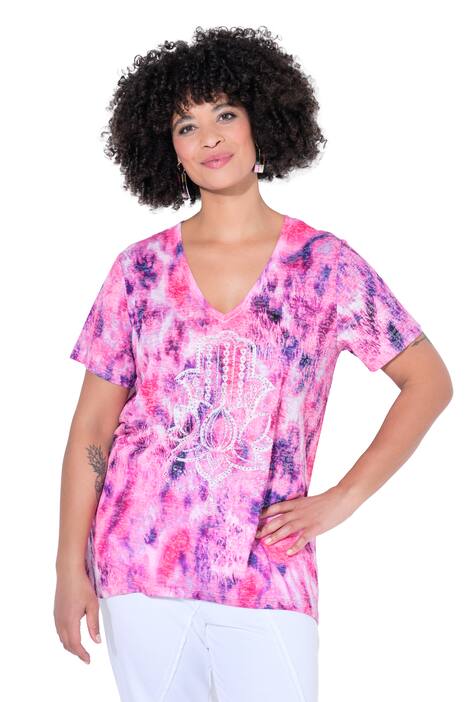 Tie Dye Lotus Hamsa Graphic Burnout Jersey Tee