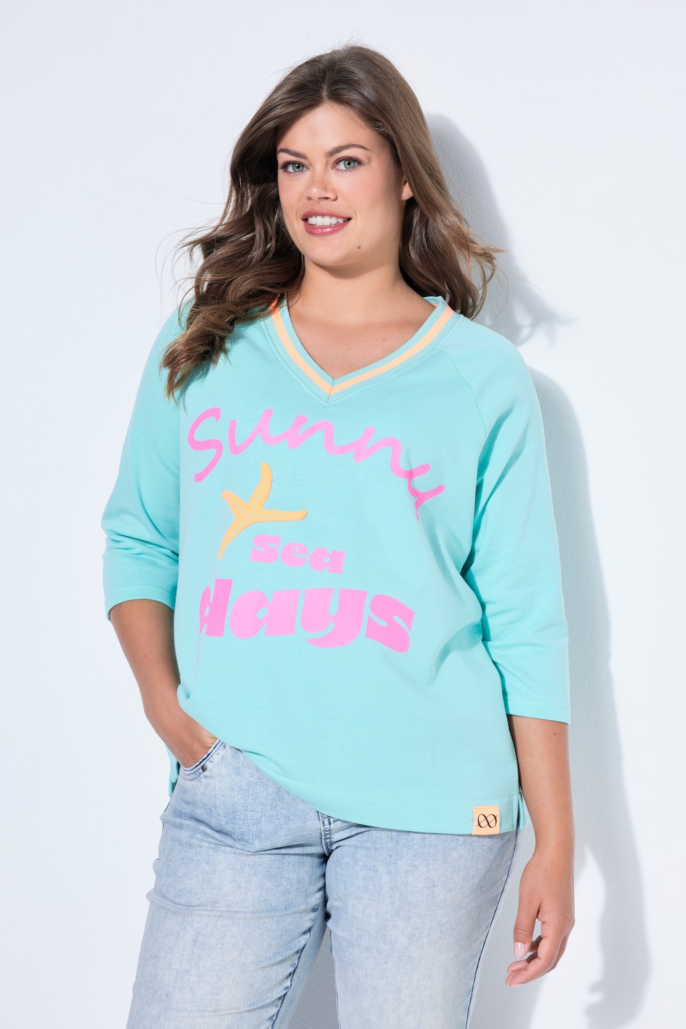 Sweatshirt, V- Ausschnitt, 3/4 Arm