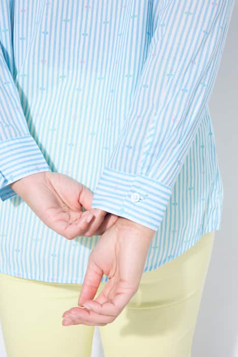Hemdbluse, Loose Fit, Streifen, Pastell-Stickerei