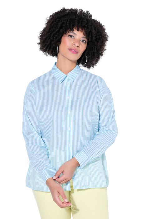 Pastel Embroidered Pinstripe Blouse