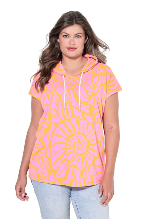 Tričko s kapucí, polo rukáv, celoplošný potisk