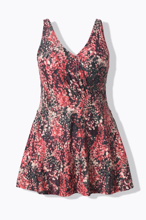 Sukienka kąpielowa, wzór w kwiaty, miękkie miseczki, w kopertowym stylu