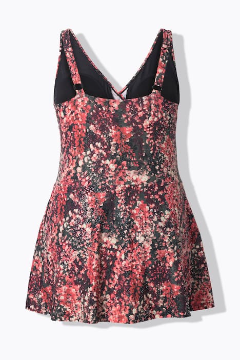 Sukienka kąpielowa, wzór w kwiaty, miękkie miseczki, w kopertowym stylu