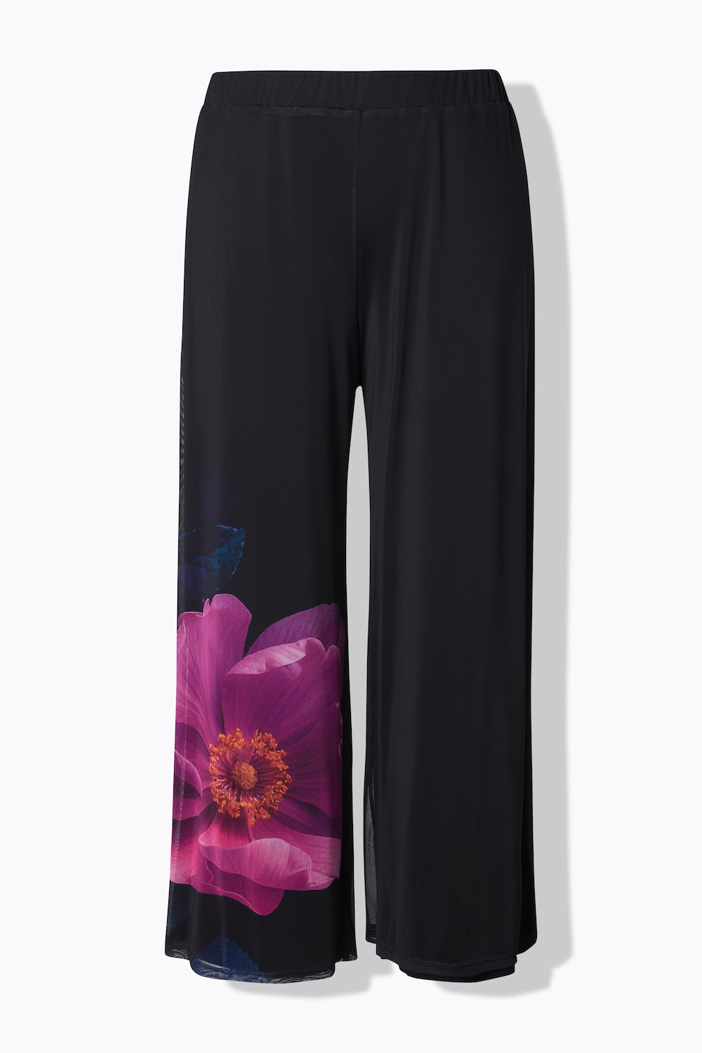 Stora storlekar Chiffongbyxa, Dam, svart, storlek: 54/56, Viskos/Polyester/Elastan, Ulla Popken
