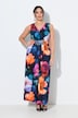 Maxi-jurk, bloemen, A-lijn, V-hals, mouwloos