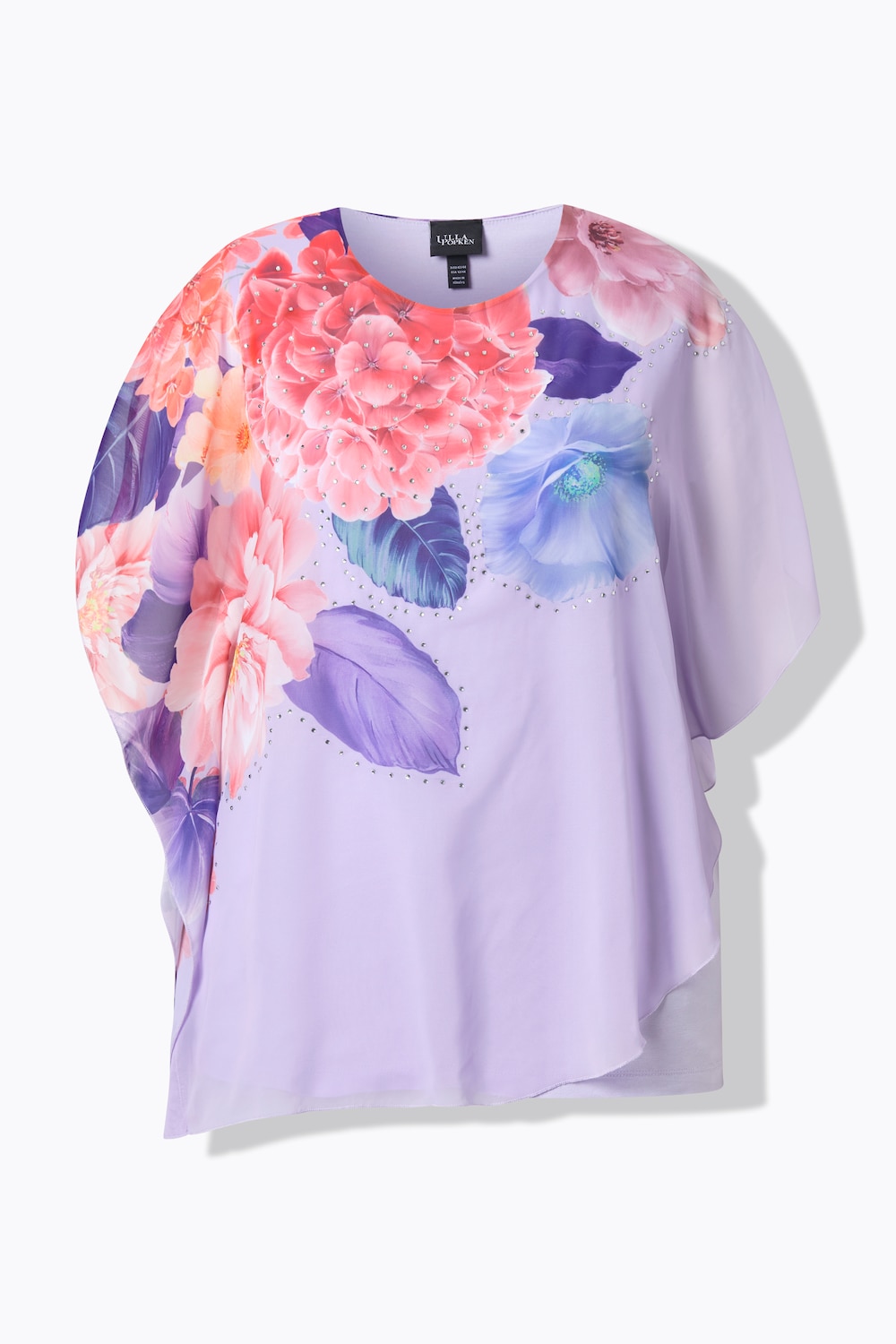 Stora storlekar Chiffongblus, Dam, blå, storlek: 58/60, Polyester/Viskos, Ulla Popken