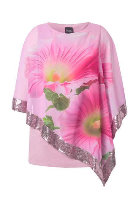 šifonová halenka, květiny, lodičkový výstřih, 3/4 rukáv