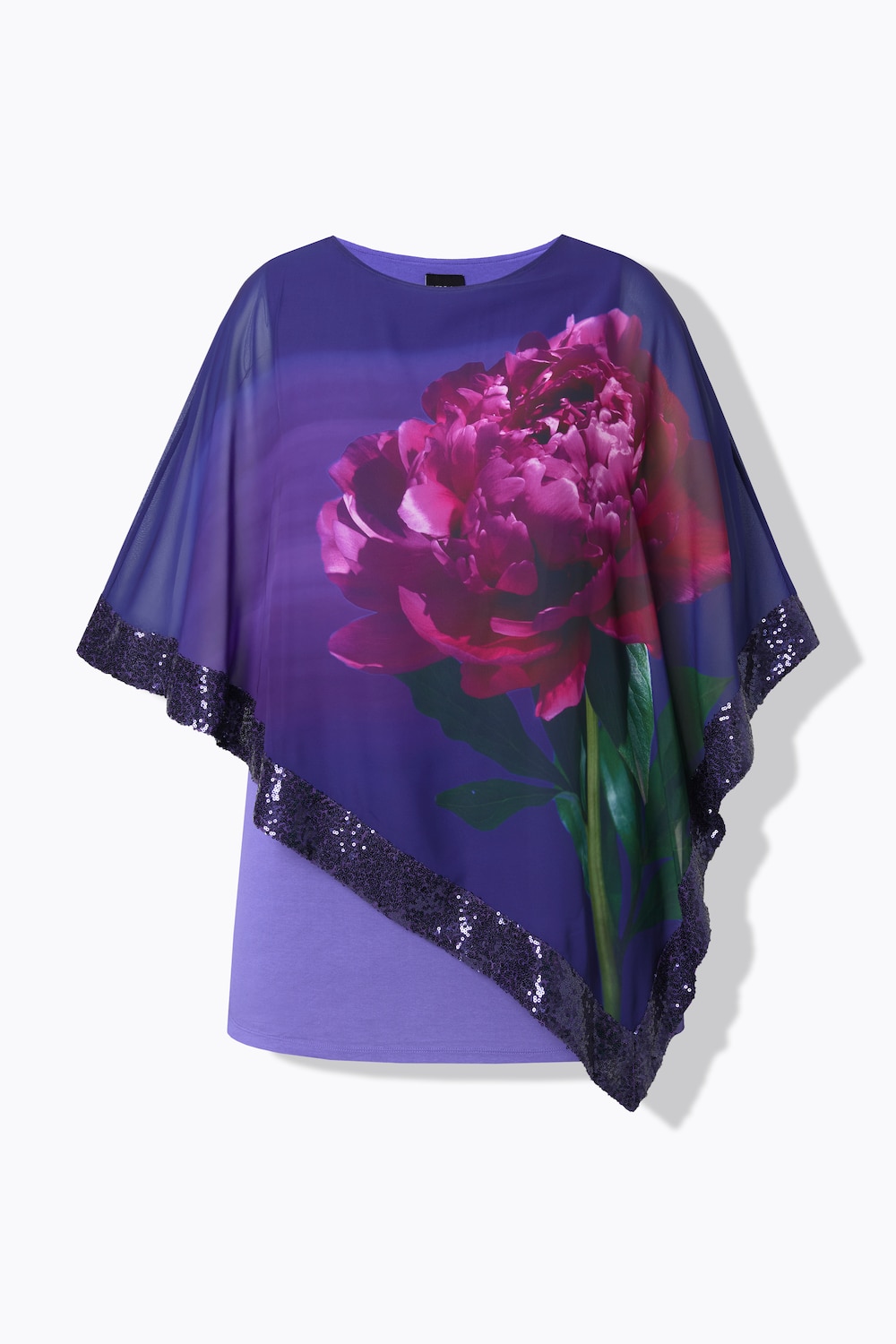 Stora storlekar Chiffongblus, Dam, lila, storlek: 46/48, Polyester/Viskos, Ulla Popken