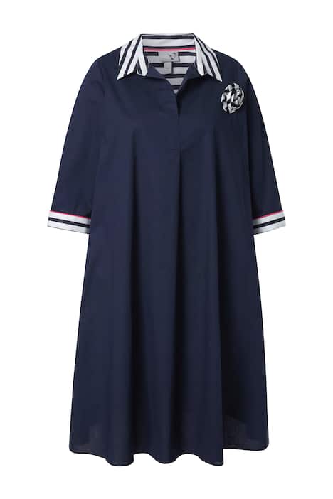 Žerzejové šaty, pruhy, áčkový střih, V výstřih, 3/4 rukáv