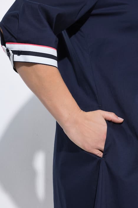 Kleid, Streifen, A-Linie, V-Ausschnitt, 3/4-Arm