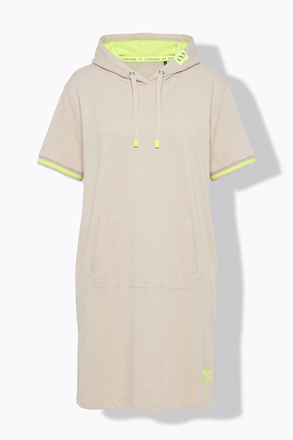 Stora storlekar Mjukisklänning för stranden med halvlång ärm, Dam, beige, storlek: 56/58, Bomull/Polyester, LAURASON