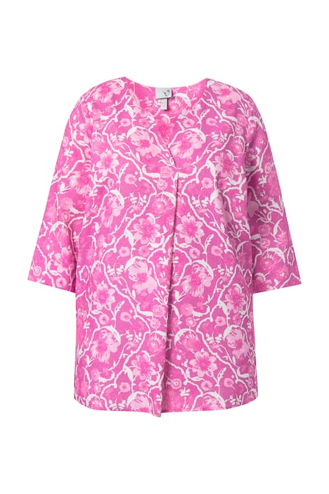 Halenka, květinový vzor, tunikový výstřih, 3/4 rukáv