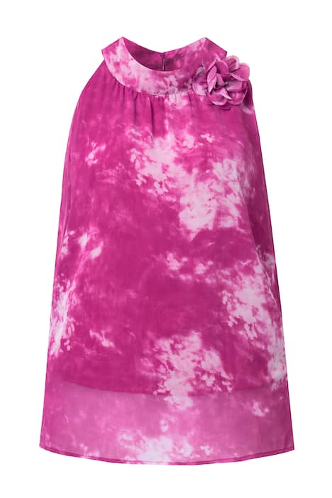 Halenka, květinový vzor, áčkový střih, stojáček, bez rukávů