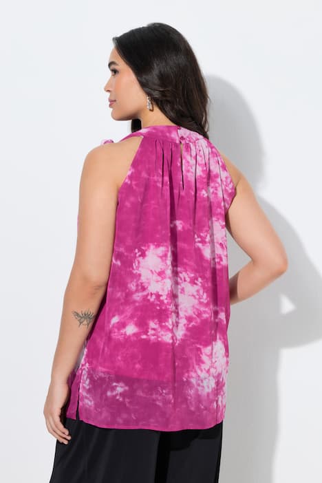 Blouseachtige top, bloemen, A-lijn, opstaande kraag, mouwloos