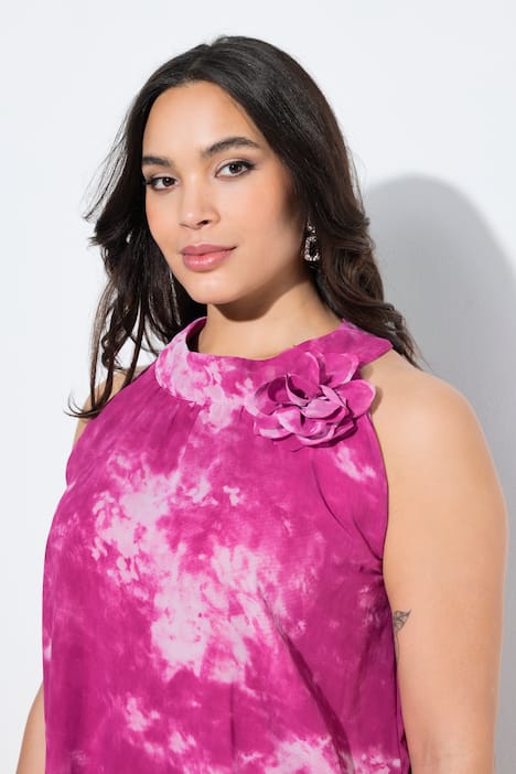 Blouseachtige top, bloemen, A-lijn, opstaande kraag, mouwloos