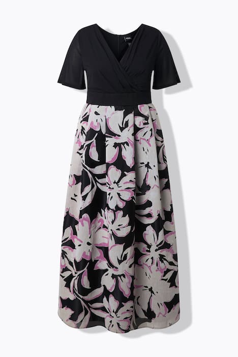 Maxikleid, Ausbrenner, V-Ausschnitt, Halbarm