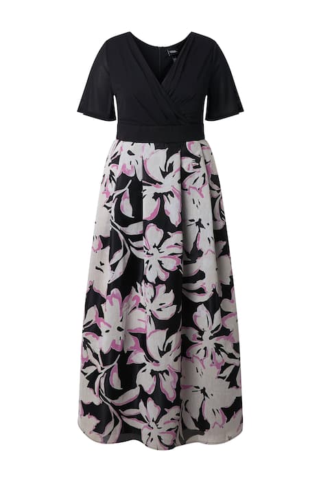 Maxi šaty, květované, V výstřih, polo rukávy