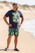 T-shirt con stampa, scollo a girocollo e mezze maniche, fino alla tg. 8XL