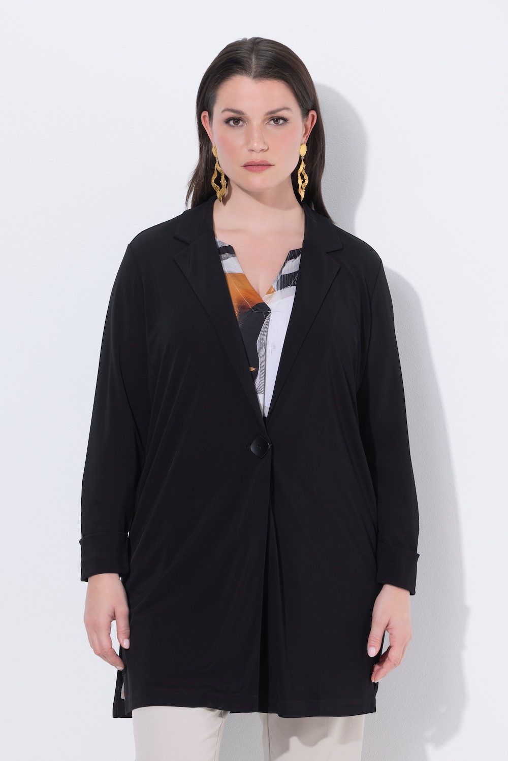 Große Größen Blusenblazer, Damen, schwarz, Größe: 46/48, Viskose, Ulla Popken