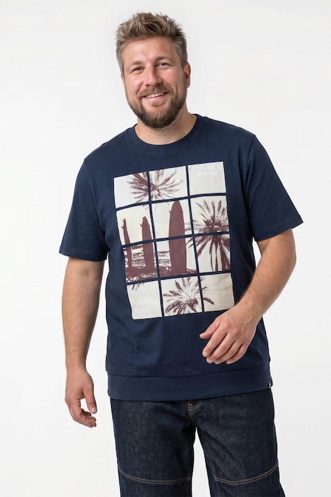 Camiseta de talle bajo, media manga, estampada, cuello redondo, tallas de la L a la 8 XL