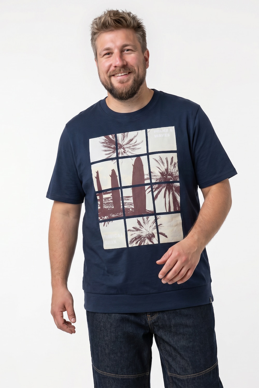 T-shirt buikfit, korte mouw, print, ronde hals, L tot 8XL