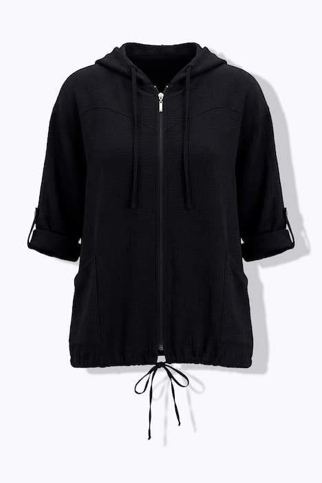 Musselin-Bluse, Komfort Fit, 3/4-Ärmel, Saum-Tunnelzug