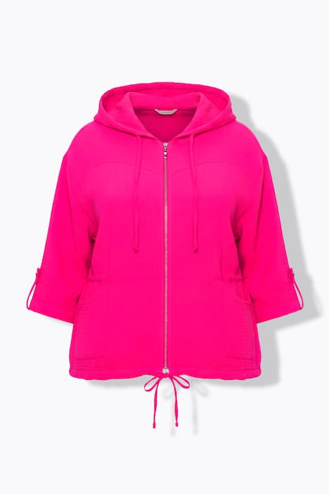 Musselin-Bluse, Komfort Fit, 3/4-Ärmel, Saum-Tunnelzug