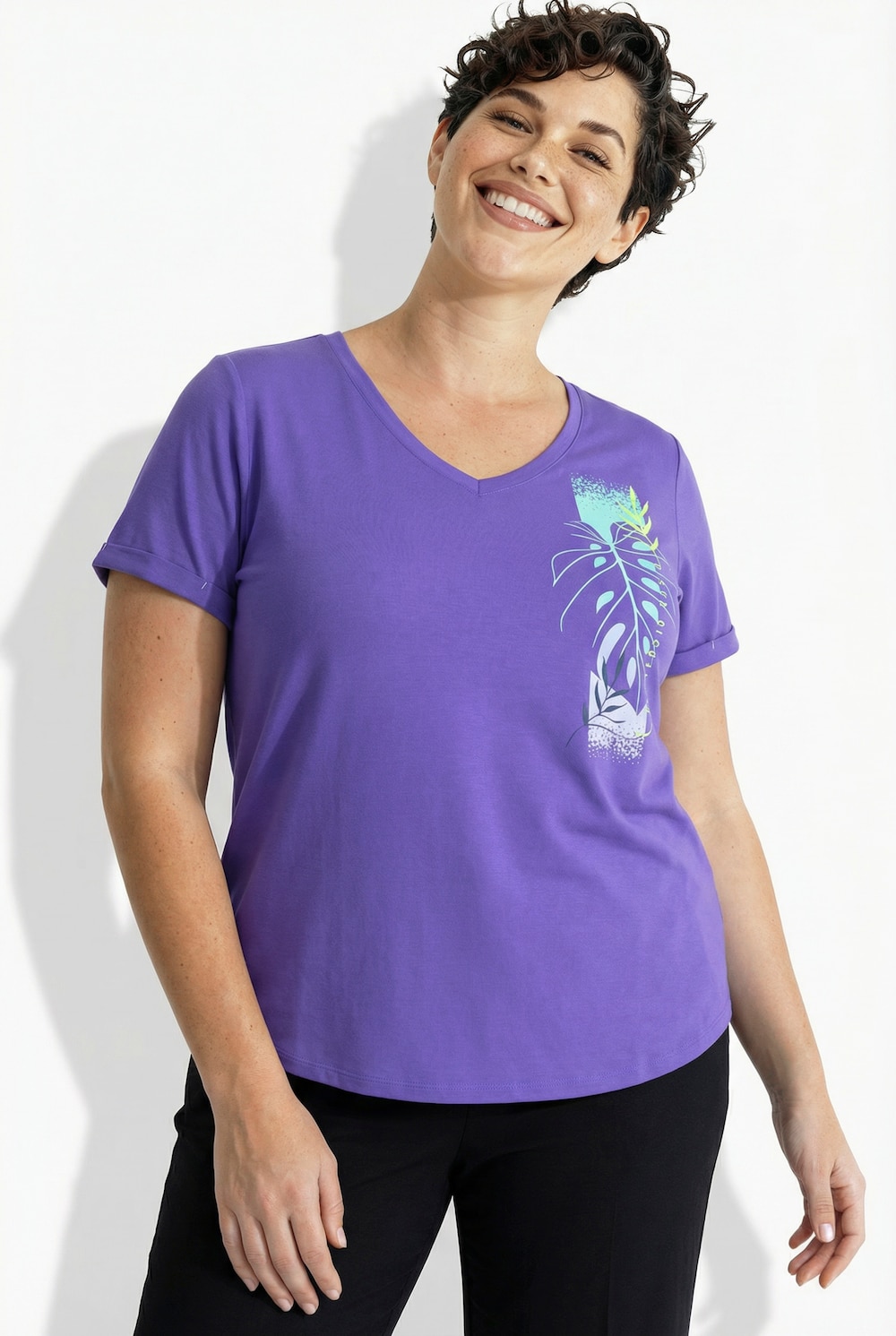 Shirt, V-Ausschnitt, Halbarm