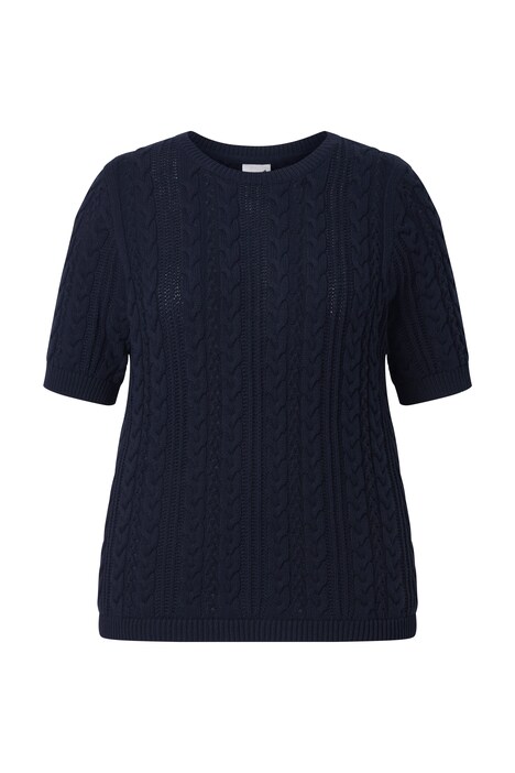 Pulovr, copánkový motiv, kulatý výstřih, polodlouhý rukáv