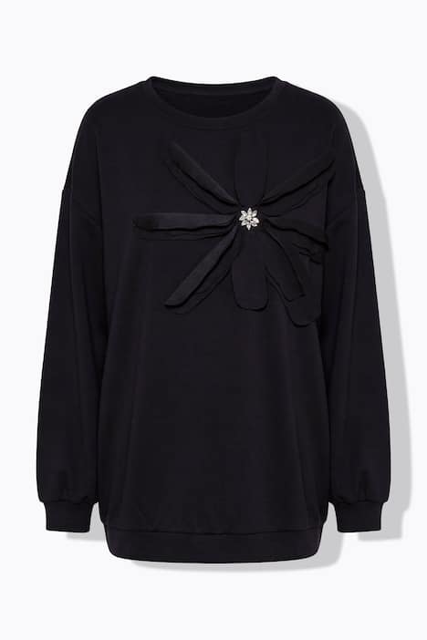 Sweatshirt, A-Linie, verzierte 3D-Blüte