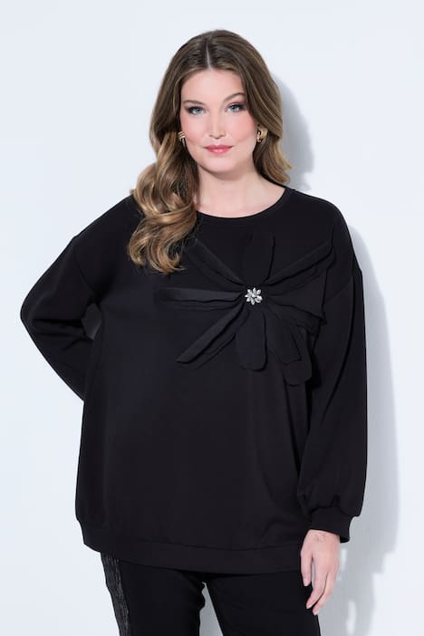 Sweatshirt, A-Linie, verzierte 3D-Blüte