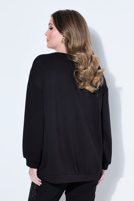 Sweatshirt, A-Linie, verzierte 3D-Blüte