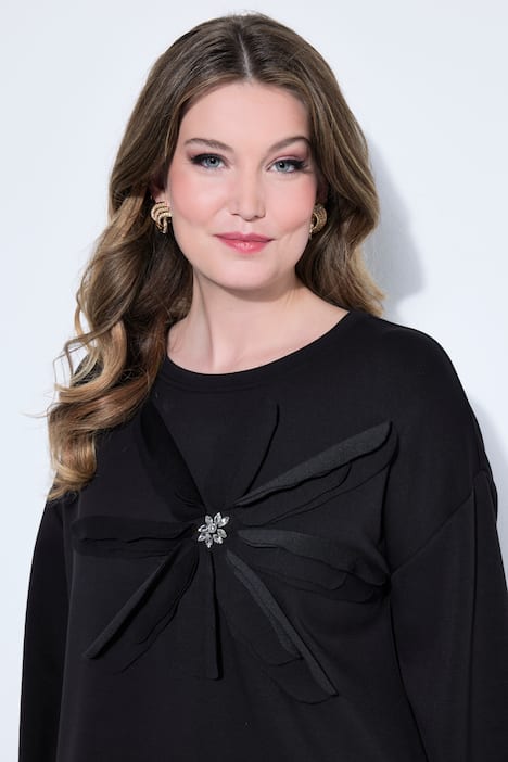 Sweatshirt, A-Linie, verzierte 3D-Blüte