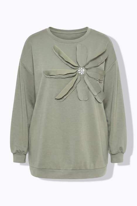 Sweatshirt, A-Linie, verzierte 3D-Blüte