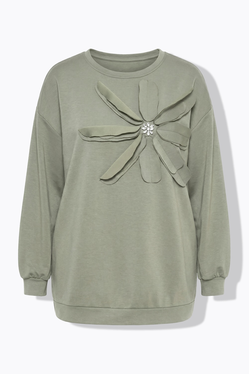 Stora storlekar Mjukiströja, Dam, grön, storlek: 42, Polyester/Viskos, Mia Moda