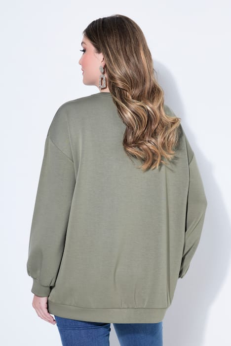 Sweatshirt, A-Linie, verzierte 3D-Blüte