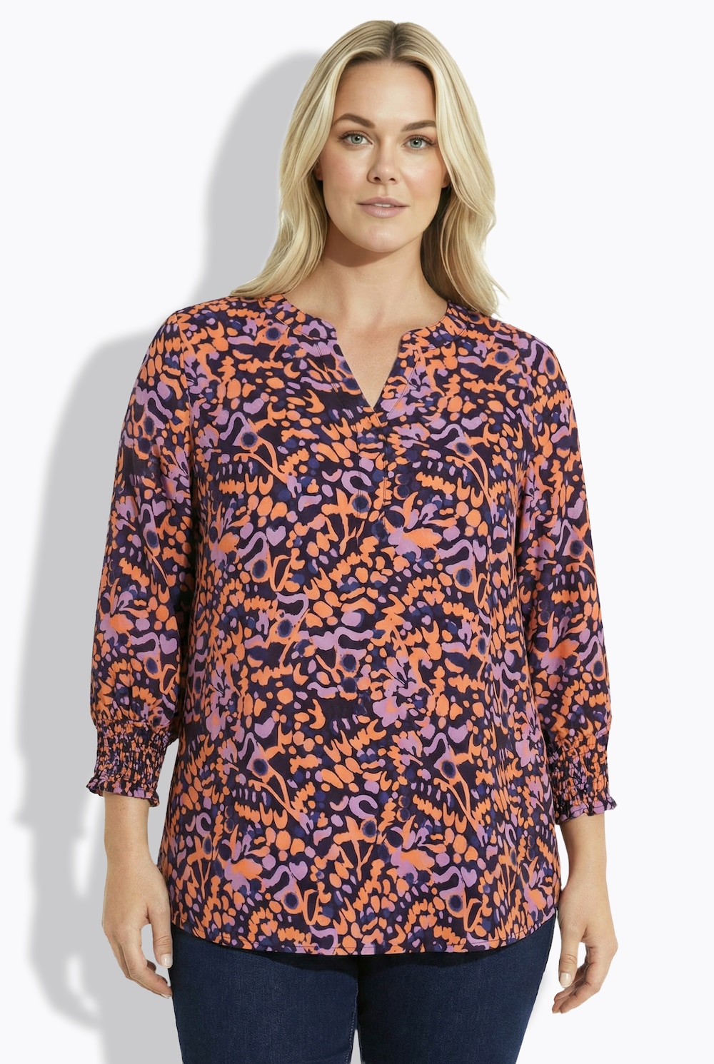 Tunika, Smok-Details, Tunika-Ausschnitt, 3/4-Arm