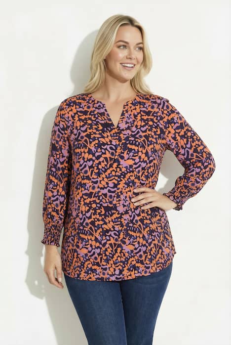 Tunika, Smok-Details, Tunika-Ausschnitt, 3/4-Arm