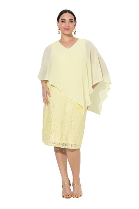 Krajkové šaty, áčkový střih, V výstřih, 3/4 rukáv