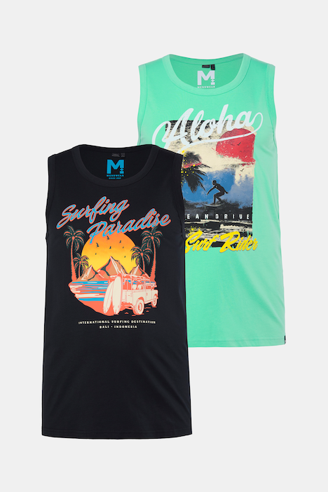 Tanktops, 2er-Pack, Print, Rundhals, bis 8 XL