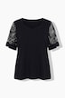 Punto-T-Shirt, A-Linie, Herzausschnitt, Ausbrenner-Halbarm