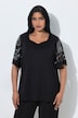 Punto-T-Shirt, A-Linie, Herzausschnitt, Ausbrenner-Halbarm